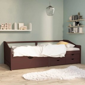 Καναπές Κρεβάτι 3 Θέσεων Συρτάρια Σκ. Καφέ 90x200εκ Μασίφ Πεύκο
