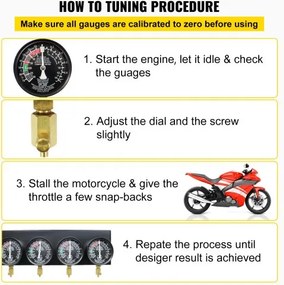 VEVOR Fuel Vacuum Carburetor Synchronize Tool Kit Fuel vacuum Carburetor Synchronizer carb sync Gauge σετ με ελαστικό σωλήνα