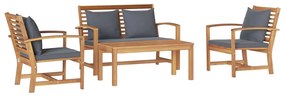 Σετ Καναπέ Κήπου 4 pcs Φυσικό Στερεό Ξύλο Τίκ