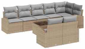 vidaXL Σετ Καναπέ Κήπου 9 pcs Μπεζ 55 x 55 x 37 εκ Πολυ ράταν