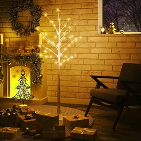 vidaXL Δέντρο Λευκή Σημύδα με 72 LED Θερμό Λευκό 150 εκ.