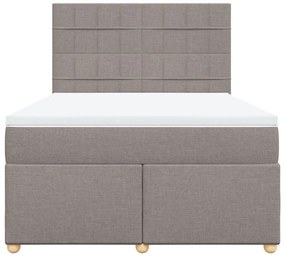 Κρεβάτι Boxspring με Στρώμα Taupe 140x200 εκ. Υφασμάτινο - Μπεζ-Γκρι