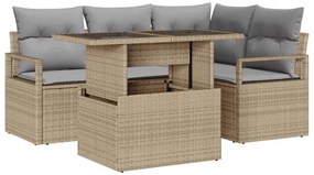 vidaXL Σετ Καναπέ Κήπου 5 pcs μπεζ και ανοιχτό γκρι 100 x 55 x 73 εκ