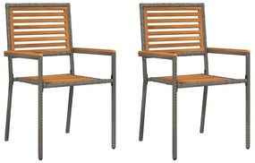 vidaXL Καρέκλες κήπου που σωριάζονται 2 pcs Καφέ και Γκρίζο
