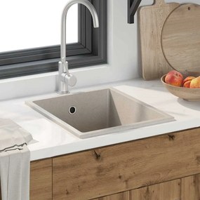 vidaXL νιπτήρας με υπερχείλιση σε μπεζ γρανίτη