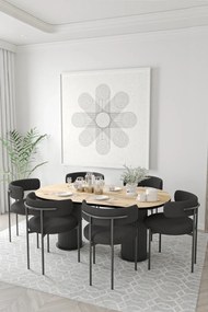 Stewehome Σετ Τραπεζαρίας Δρυς με 6 Μαύρες Καρέκλες 160x80x83 cm