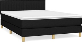 vidaXL Κρεβάτι Boxspring με Στρώμα Μαύρο 140x190 εκ. Υφασμάτινο