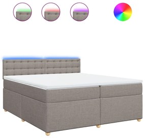 Κρεβάτι Boxspring με Στρώμα Taupe 200x200 εκ. Υφασμάτινο - Μπεζ-Γκρι