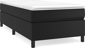 vidaXL Κρεβάτι Boxspring με Στρώμα Μαύρο 80 x 200 εκ. Συνθετικό Δέρμα