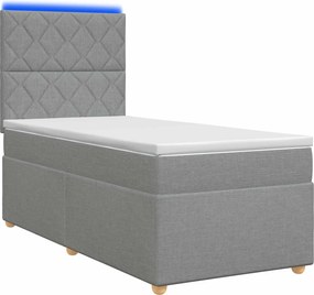 vidaXL Κρεβάτι box spring με στρώμα Ανοιχτό γκρι 100 x 200 cm Ύφασμα
