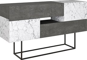 Μπουφές Eros Megapap γκρι ρετρό - λευκό εφέ μαρμάρου 145x40x82εκ.