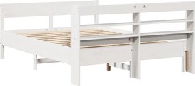 vidaXL Σκελετός Κρεβ. Χωρίς Στρώμα Λευκό 135x190 εκ Μασίφ Πεύκο