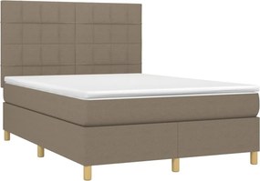 vidaXL Κρεβάτι Boxspring με Στρώμα Taupe 140x190 εκ. Υφασμάτινο