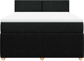 vidaXL Κρεβάτι Boxspring με Στρώμα Μαύρο 140x190 εκ. Υφασμάτινο