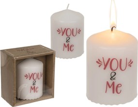 Κερί Κύλινδρος ‘You & Me’ Λευκό 6x8cm