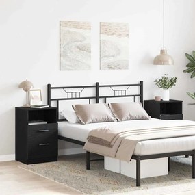 vidaXL Κομοδίνο 2 τμχ. Μαύρη Οξυά 40 x 35 x 65 εκ. Επεξεργασμένο Ξύλο