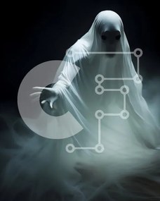 Intra Συλλεκτικό Ξύλινο Παζλ Plywood 4mm - Ghostly Figure που χειρονομεί για να επικοινωνήσει Σε Ξύλινο Κουτί - Διαστάσεις Puzzle: 10x10 cm – 25 κομμάτια