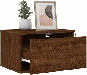 vidaXL Κομοδίνο Επιτοίχιο με Φώτα LED Καφέ Δρυς