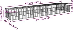 vidaXL Υπαίθριο Κλουβί Σκύλων με Οροφή από Χάλυβα 16,89 μ²
