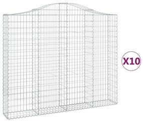 vidaXL Συρματοκιβώτια Τοξωτά 10 τεμ. 200x30x160/180 εκ. Γαλβαν. Ατσάλι