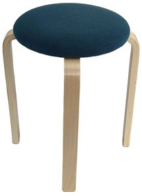 Σκαμπό ArteLibre MILOA Μπλε/Φυσικό Ύφασμα/Ξύλο 42x42x45cm