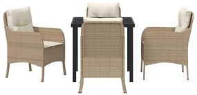 vidaXL Σέτ φαγητού για κήπο με μαξιλάρι 5 pcs Μπεζ συνθετικό ρατάν