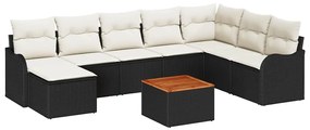 vidaXL Σετ Καναπέ Κήπου 9 pcs Μαύρο Πολυ ράταν