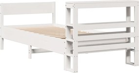 vidaXL Σκελετός Κρεβ. Χωρίς Στρώμα Λευκό 75x190 εκ Μασίφ Πεύκο