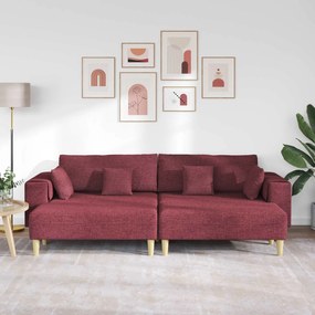 vidaXL Καναπές με μαξιλάρι 3 pcs Κόκκινο ύφασμα