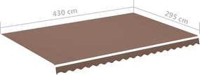 vidaXL Ανταλλακτικό Ύφασμα Τέντας Καφέ 430x295 εκ. Πολυεστέρας