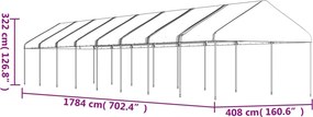 vidaXL Κιόσκι με Τέντα Λευκό 17,84 x 4,08 x 3,22 μ. από Πολυαιθυλένιο