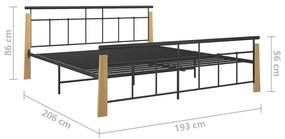 vidaXL Πλαίσιο Κρεβατιού 180 x 200 εκ. Μέταλλο/Μασίφ Ξύλο Δρυός