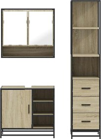 vidaXL Σετ Επίπλων Μπάνιου 3 Τεμαχίων Sonoma Δρυς Επεξεργασμένο Ξύλο