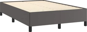 vidaXL Κρεβάτι Boxspring με Στρώμα &amp; LED Γκρι 120x190 εκ. Συνθ. Δέρμα