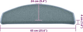 vidaXL Αυτοκόλλητα Ματ Σκαλοπατιών 30 τεμ. 65 x 24 x 4 cm Θαλασσί