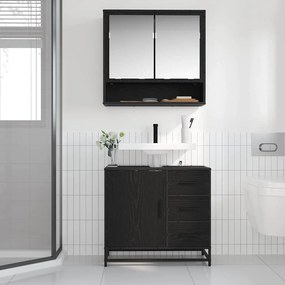 vidaXL Ντουλάπι Μπάνιου Μαύρη Οξυά 65 x 33 x 60 εκ Επεξεργασμένο ξύλο