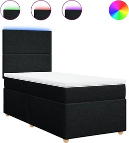 vidaXL Κρεβάτι Boxspring με Στρώμα Μαύρο 90x200 εκ. Υφασμάτινο