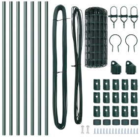 vidaXL Euro Fence με 7 στύλους 0.6x10 μ από γαλβανισμένο χάλυβα Πράσινο