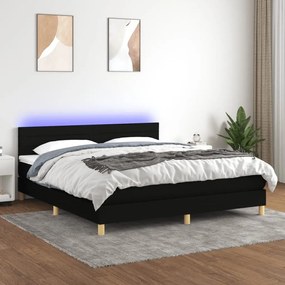 ΚΡΕΒΑΤΙ BOXSPRING ΜΕ ΣΤΡΩΜΑ &amp; LED ΜΑΥΡΟ 160X200 ΕΚ. ΥΦΑΣΜΑΤΙΝΟ 3133807