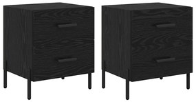 vidaXL Κομοδίνο 2 pcs Μαύρη δρυς 40 x 35 x 47.5 εκ Επεξεργασμένο ξύλο