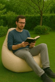 Bean Bag Deri Armut - Cream Cream