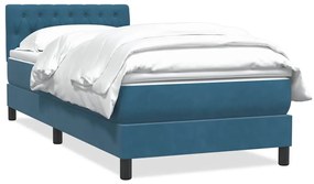 vidaXL Κρεβάτι Boxspring με Στρώμα Σκούρο Μπλε 100x210 εκ. Βελούδινο