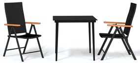 vidaXL Σετ Τραπεζαρίας Κήπου 3 Τεμαχίων Μαύρο
