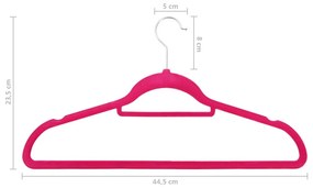 Κρεμάστρες Ρούχων Σετ 100 τεμ. Αντιολισθητικές Ροζ Βελούδο - Ροζ