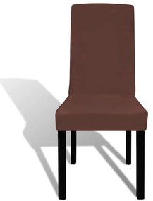 vidaXL Κάλυμμα Καρέκλας Ελαστικό Ίσιο 4 τεμ. Καφέ