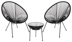 ACAPULCO Set Κήπου - Βεράντας: Τραπέζι   2 Πολυθρόνες Μέταλλο Μαύρο / Rattan Μαύρο  Τραπ:Φ50x50cm - Πολ:70x69x81cm [-Μαύρο-] [-Wicker-, -Μέταλλο-] Ε245,2S