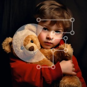 Intra Συλλεκτικό Ξύλινο Παζλ Plywood  4mm - Λυπημένο αγόρι με το αρκουδάκι Σε Ξύλινο Κουτί - Διαστάσεις Puzzle: 10x10 cm – 25 κομμάτια