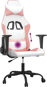 vidaXL Καρέκλα Gaming Λευκό και Ροζ από Συνθετικό Δέρμα