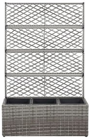 vidaXL Ζαρντινιέρα Υπερυψωμένη+Καφασωτό Γκρι 83x30x130 εκ. Συνθ. Ρατάν