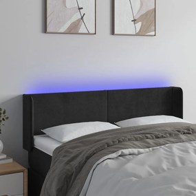 Κεφαλάρι Κρεβατιού LED Μαύρο 147x16x78/88 εκ. Βελούδινο - Μαύρο